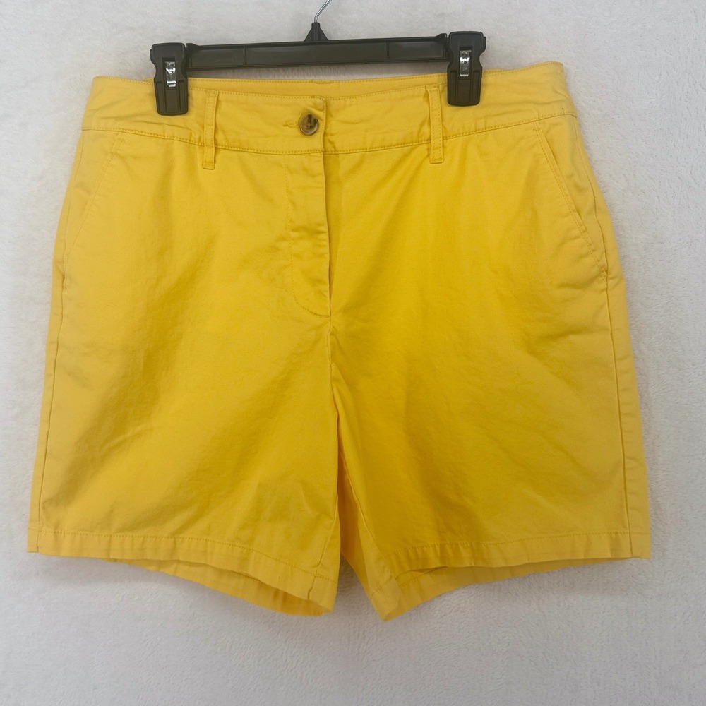 Kim Rogers Chino Shorts Women 14 Yellow 7" Inseam Stretch Cotton Casual Summer